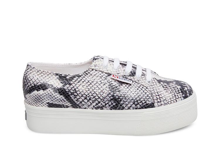 Superga 2790 Pufanw Black White Snake - Womens Superga Platform Shoes